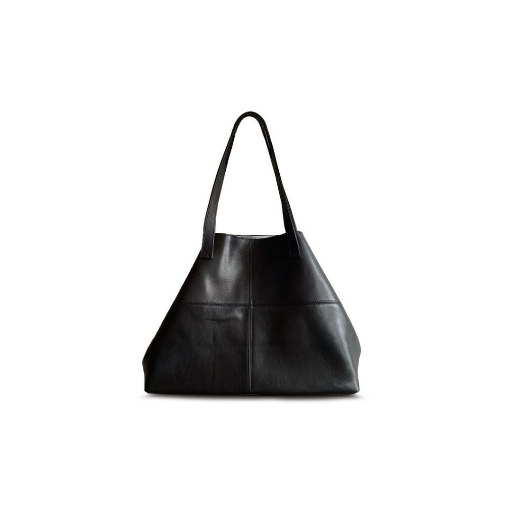 PIEL Black LEATHER LARGE Tote LARGE MULTI-PURPOSE Bag